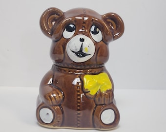 vintage 1982 HOUSTON FOODS POTTERY honey bear