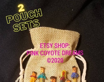 2 sets/ 6 (Six)pc. Handmade Miniature Worry Trouble Doll Gift Box Sets w/Info Cards,Customize,FREE Crystals,Comfort Kids,Love,Birthday Gifts