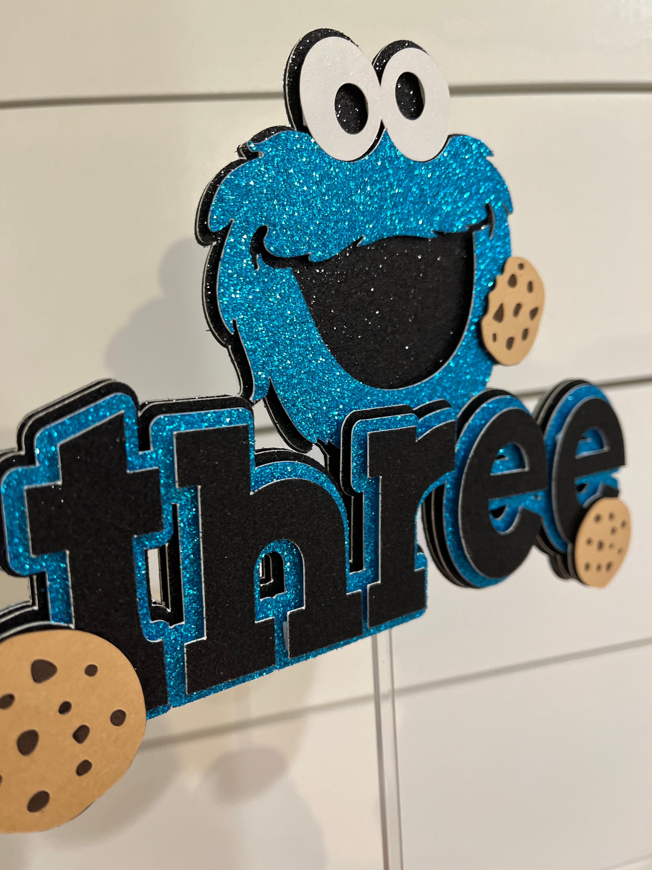 Cookie Monster Cake Topper Personalised *STURDY* Kids Birthday Party  Decorations