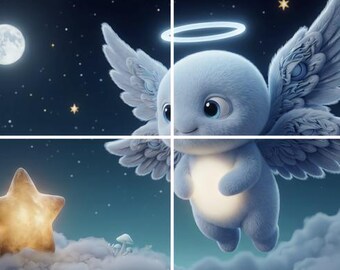 Angel Coloring Page, Mindfulness Coloring for Kids, Color and Frame Wall Art — "The Witness" | Luxi Wonder