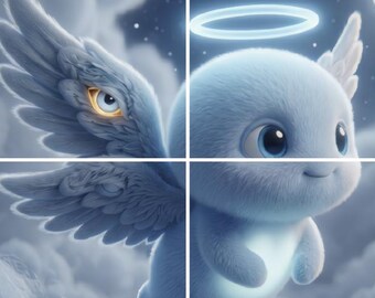 Angel Coloring Page, Calming Bedtime Coloring for Kids, Color and Frame Wall Art — "The Witness II" | Luxi Wonder