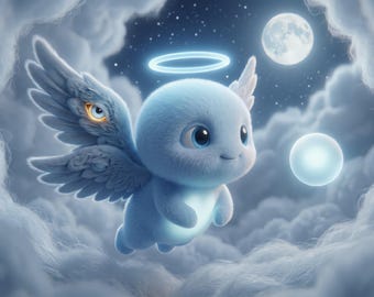 Angel Nursery Printable, Moon and Wings Wall Art, Celestial Sky Baby Decor — Instant Download | Luxi Wonder