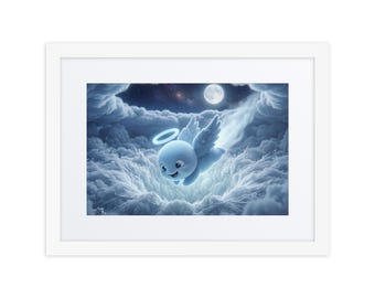 Star Nursery Print, Framed Night Sky Angel Wall Art, Celestial Baby Room Decor — "Dive" | Luxi Wonder