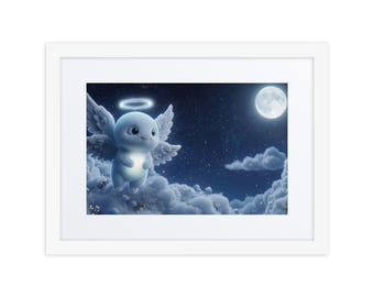 Celestial Nursery Wall Art, Framed Angel Stargazer Print, Constellation Baby Room Decor | Luxi Wonder