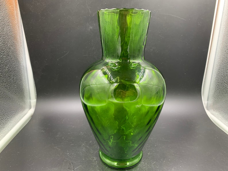 Empoli Italian Optic Vase Art Glass Large Emerald Green FREE SHIPPING image 2