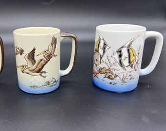 Otagiri Stoneware Mugs Pelicans Angel Fish Choice of 2