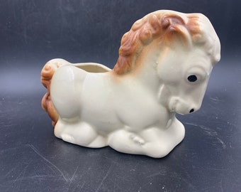 Ceramic Kneeling Horse Planter Pony Mare Vintage 1950s