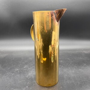 Brass Pitcher Tall Sleek Hand Wrought Vintage image 5