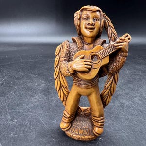 Vintage  Vintage 1960s  Coco Joe Hawaiian HAPA Wood Man with Ukelele FREE SHIPPING