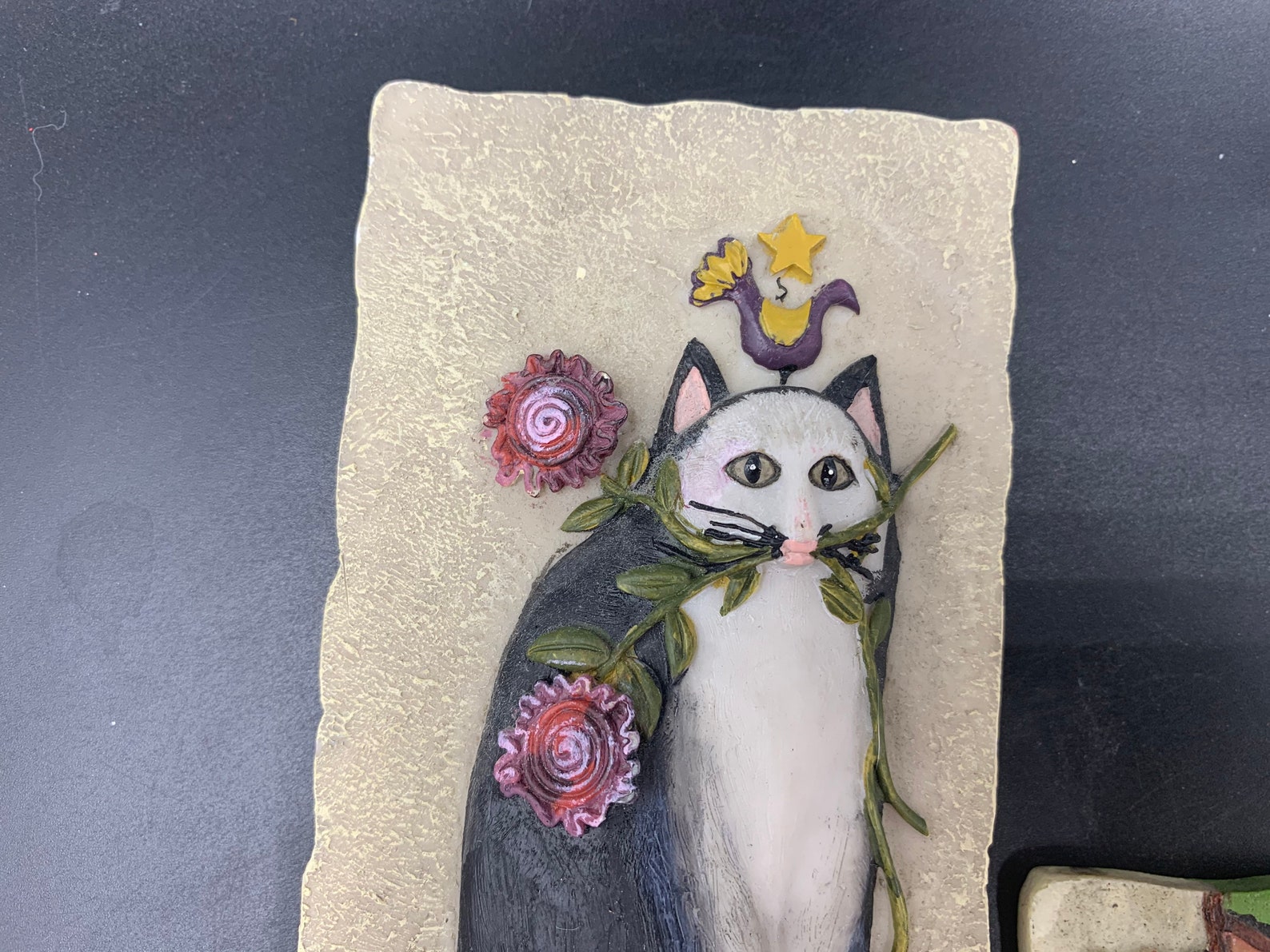 Cat Wall Decor Folk Art Cat Plaques Set of 2 By E Smithson 3D Etsy