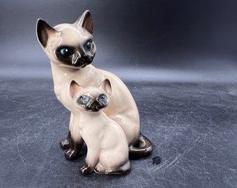 Seal Point Siamese Cats Figurine Duo Vintage  FREE SHIPPING