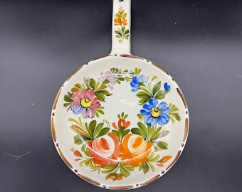 Bassano Italian Ceramic ABC Ceramiche Skillet Shaped Wall Decor Florals Italy FREE SHIPPING