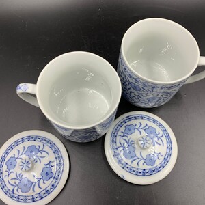 Williams Sonoma Chinoiserie Lidded Tea Cups Coffee Mugs Grand Cuisine IDC Vintage image 4
