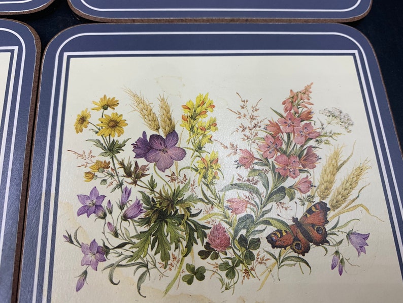 Royal Table Coasters Field Flowers Set of 6 With Box Gardens Butterflies Gardeners image 6