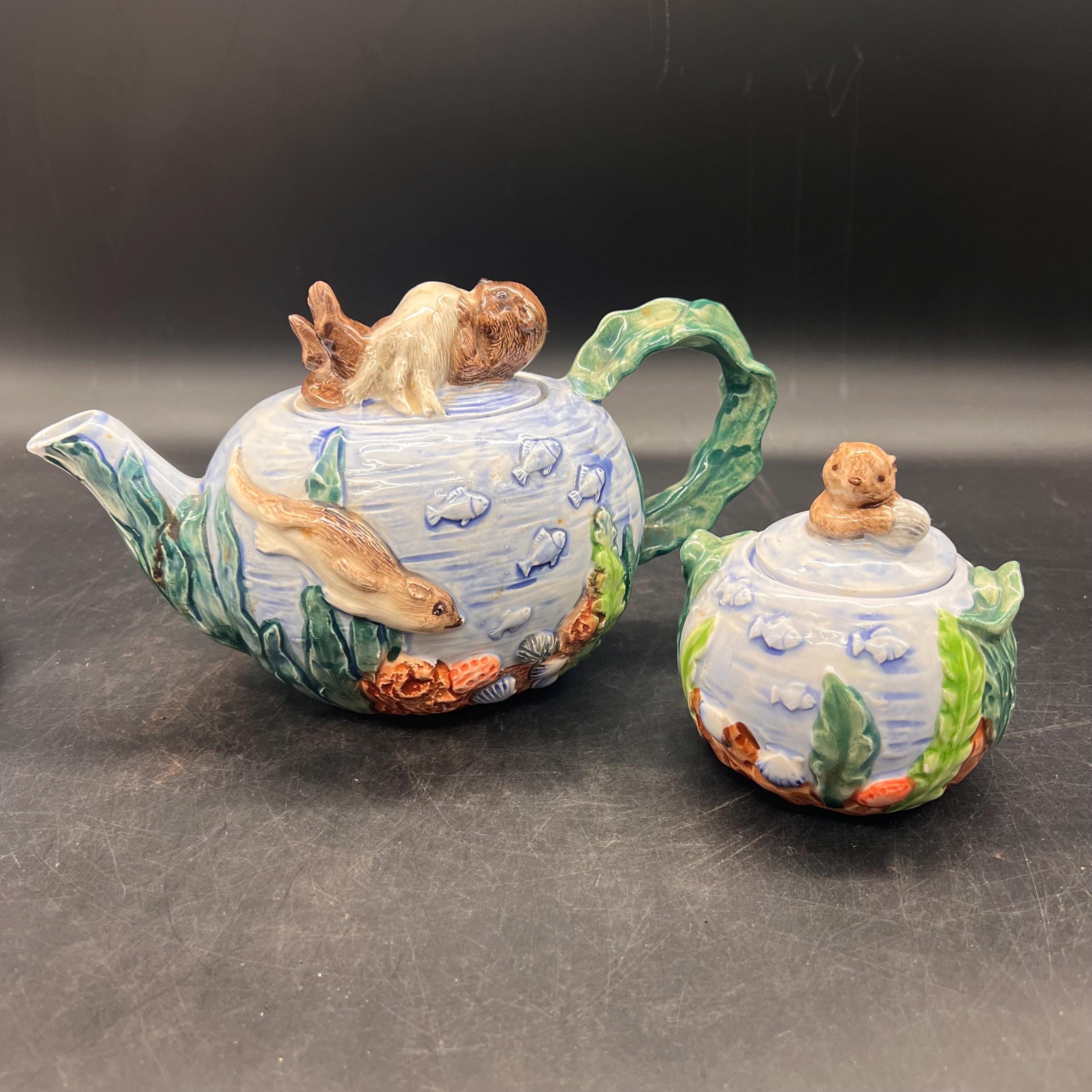 Vintage Takahashi San Francisco Otter Sea Life Hand Painted 4 Cup