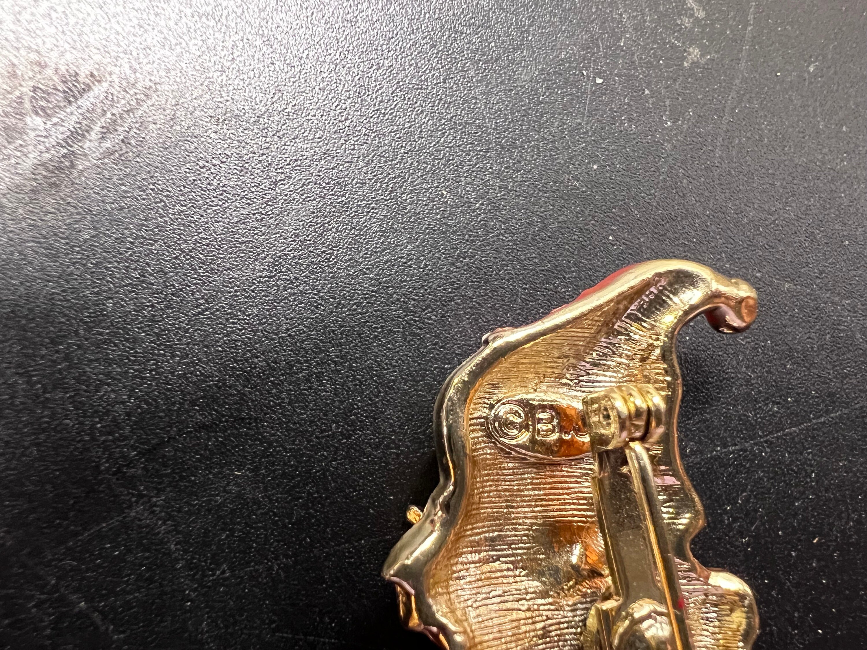Broche Vintage Père Noël Émaillée Or Années 60 – Laiton, Style Rétro, Occasion