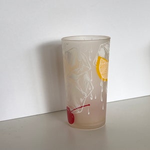 Federal Glass Frosted Glasses Highball Tumblers High Ball Hi Ball Cherry Lemon Ice Cubes Collins 4 Piece Set image 2