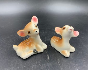 Mid Century Fawn Salt and Pepper Shakers, 1950s Kitsch