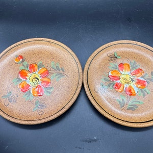 Holt Howard Plates Dessert Salad Appetizer Made in Italy Hand Painted Pottery Set of 2 FREE SHIPPING