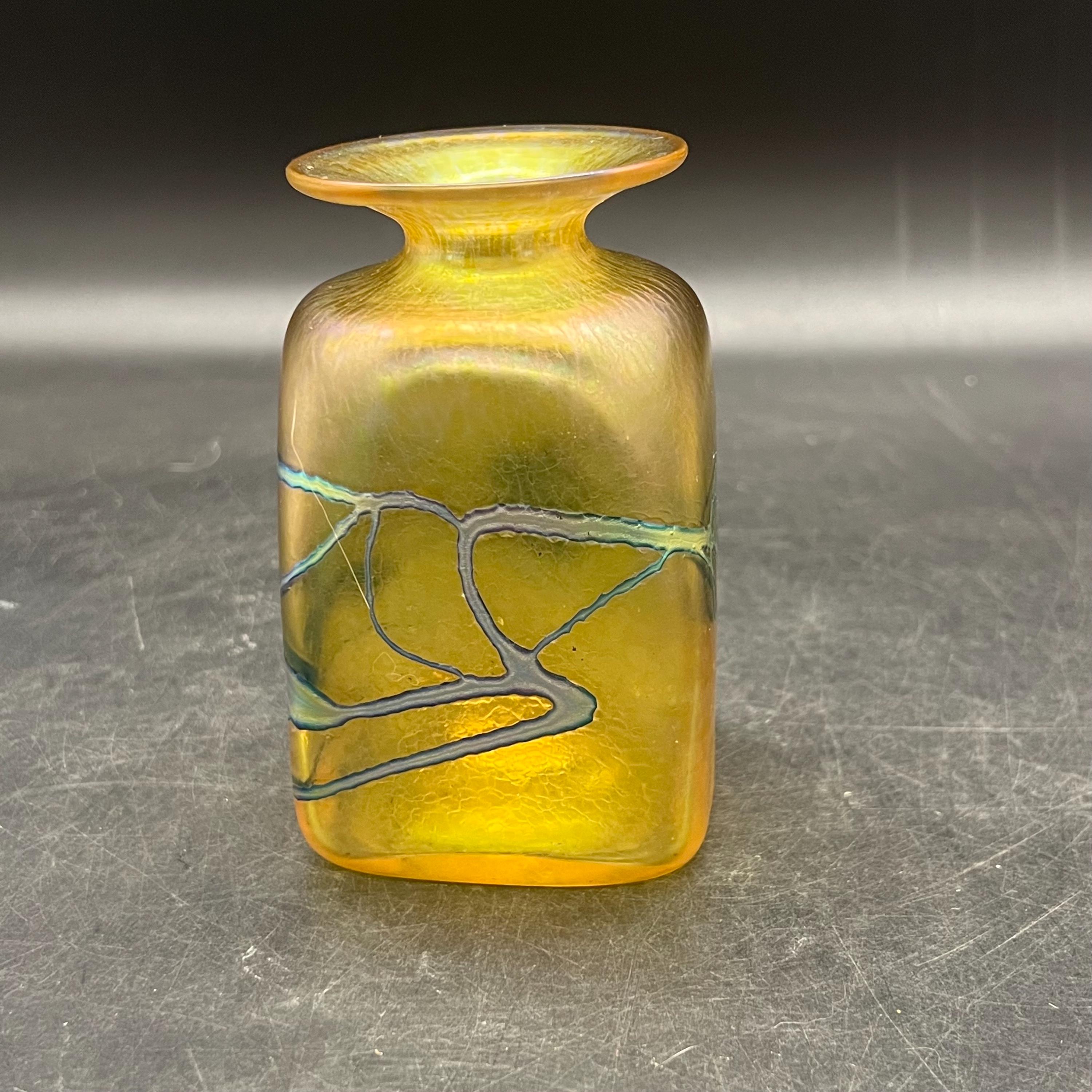 Signed Robert Held Art Glass Bottle Vase Iridescent Original