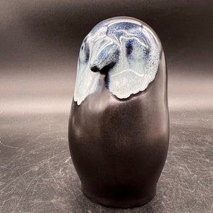 Pottery Penguin Blue Black Drip Glaze Ikea Sweden Free Standing Stoneware  Vintage FREE SHIPPING