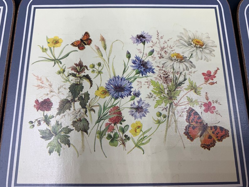 Royal Table Coasters Field Flowers Set of 6 With Box Gardens Butterflies Gardeners image 7