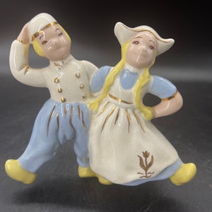Vintage Dutch Boy and Girl Ceramic Planter 1960s