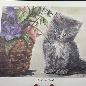 Pat Brahs Kitten Lithograghic Print Pencil Signed and Numbered COA