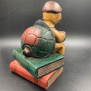 Wood Turtle Figure The Thinker Carved Painted Thailand Tortoise Vintage FREE SHIPPING image 4