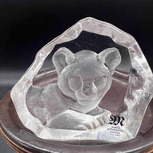 Mats Jonasson Maleras Sweden Etched Crystal Lion Cub Figurine