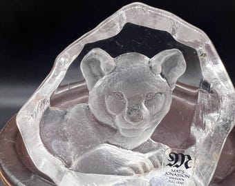 Mats Jonasson Maleras Sweden Etched Crystal Lion Cub Figurine