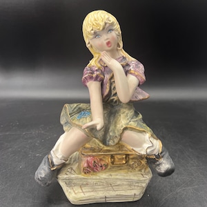 Capodimonte 8” Girl Hobo Tramp Porcelain Figurine Statue FREE SHIPPING
