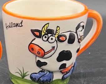 Deco Holland Hand Painted Cow Mug Hidden Surprise Calf Inside Cup 2 Available FREE SHIPPING