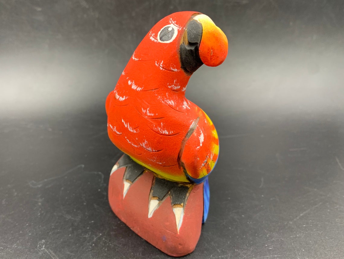 Balsa Wood Parrot Tropical Jungle Bird Hand Painted Etsy