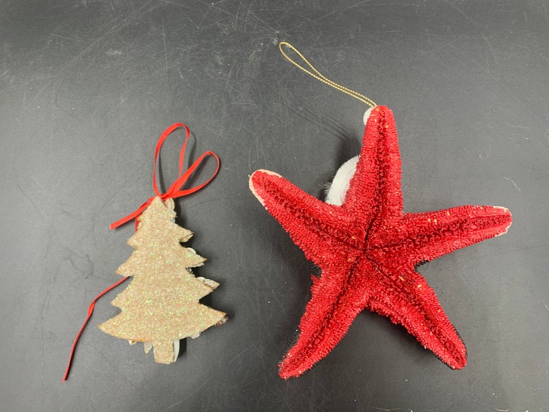 Beach Theme Hawaii Christmas Ornaments Set of 5 Shell Encrusted Tree 2 Starfish Santa and 2 Maui image 7