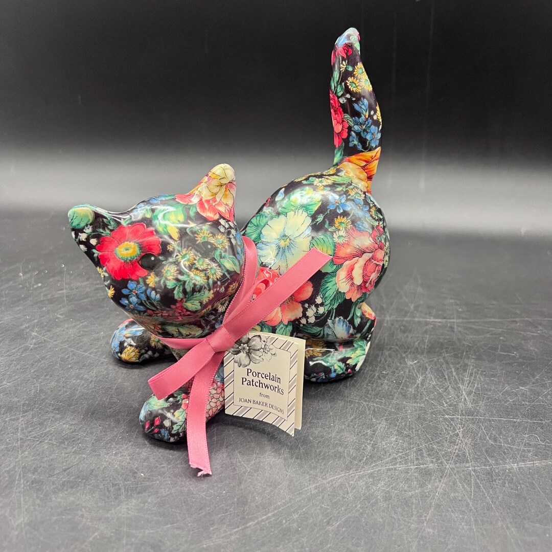 Vintage Floral Chintz Fabric-covered Porcelain Cat Figurine - Etsy