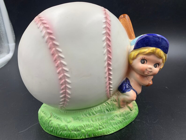 Baseball Planter Kids Little Slugger Little League Childs Room Vintage image 1