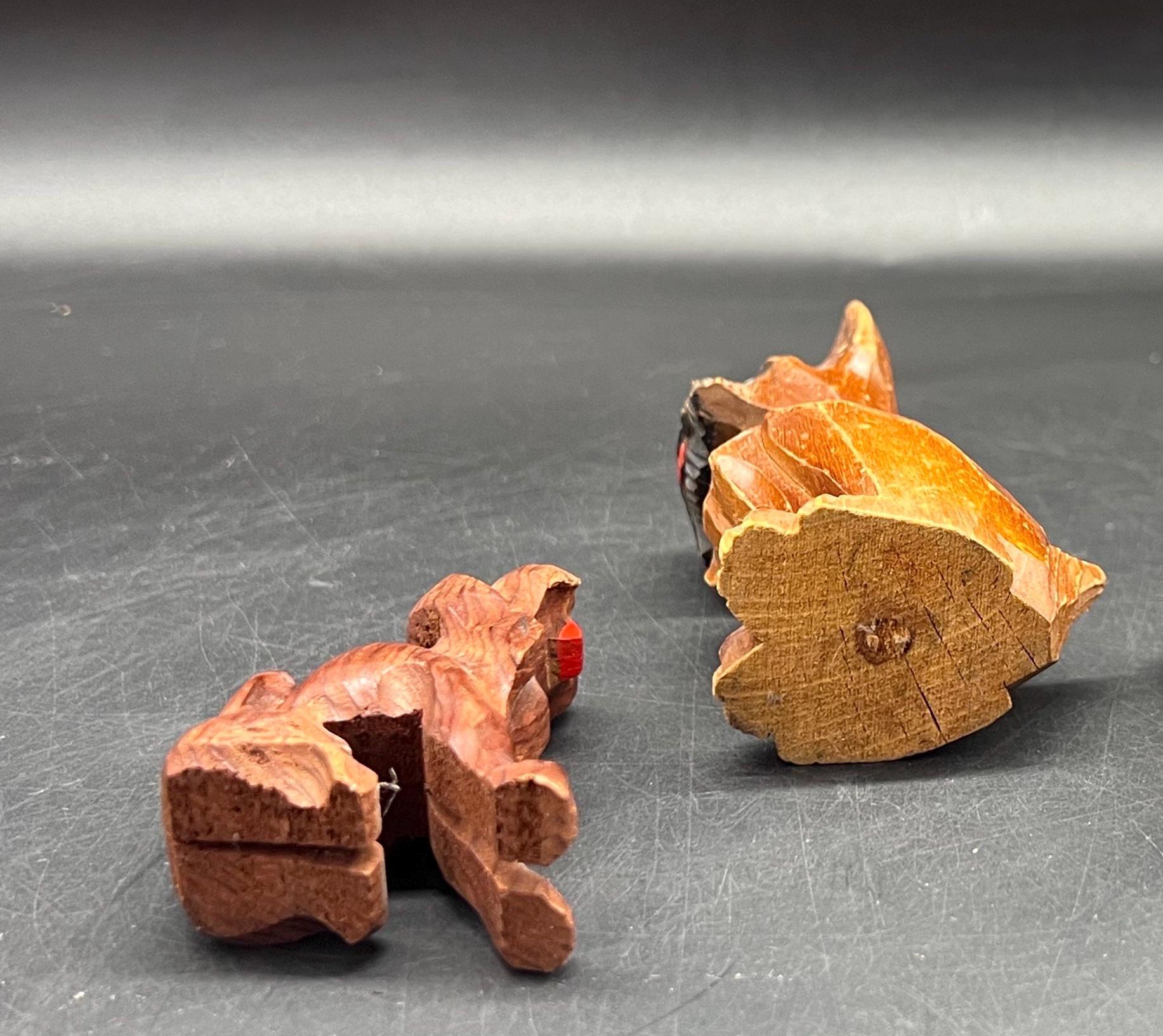 古い木彫りの犬 アンティーク Vintage Hand Carved Wooden Dog Figurines, Set of 2 - Etsy