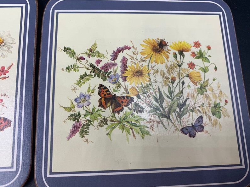 Royal Table Coasters Field Flowers Set of 6 With Box Gardens Butterflies Gardeners image 3