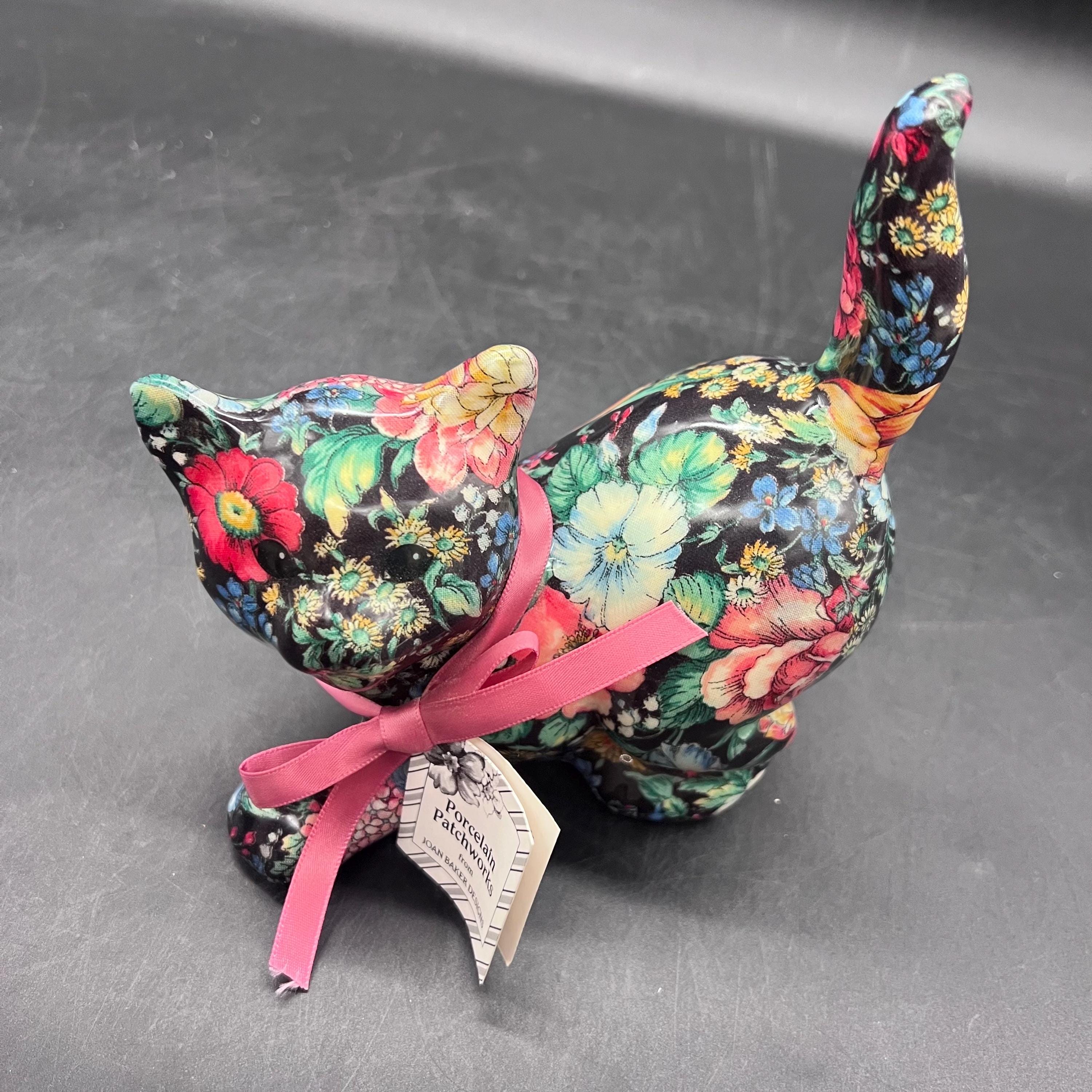 Vintage Floral Chintz Fabric-covered Porcelain Cat Figurine - Etsy