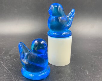 Bluebirds of Happiness Leo Ward Glass Figurines Signed Dated Set of 2