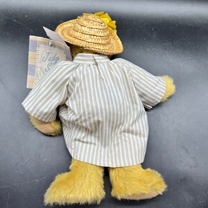 Russ Berrie Plush Judy Senk Bear April Ann Striped Dress Floppy Hat Vintage 1996 image 8