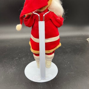 Mid Century Santa Claus with Stand MCM Christmas Ornament 10 Felt Clothing Plastic White Boots image 4