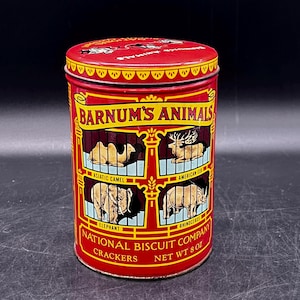 Vintage 1979 Nabisco Barnum&#39;s Animal Crackers Tin Can Replica of 1914 Design FREE SHIPPING