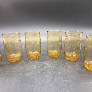 Lot de 6 verres à jus Anchor Hocking motif feuille d'ambre doré vintage image 1