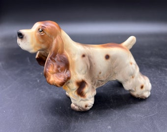 Vintage Spaniel Dog Figurine, Japan Porcelain with Satin Glaze