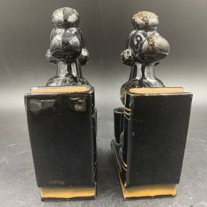 Black French Poodle Redware Bookends Vintage 1950s 1960s image 4