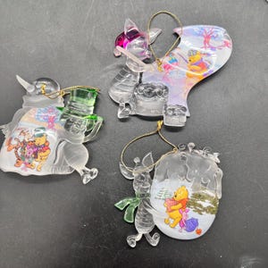 Bradford Exchange Disney Piglet from Winnie The Pooh Crystal Clear Ornaments Set of 3 FREE SHIPPING