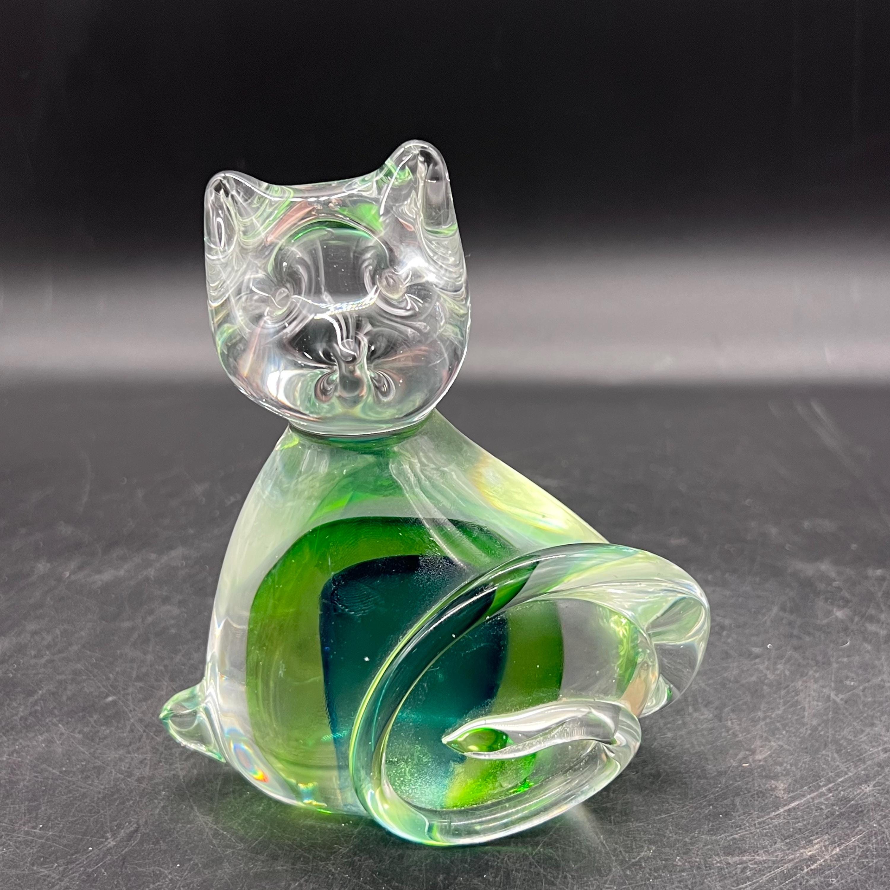 Uranium Glass Cat Murano - Etsy