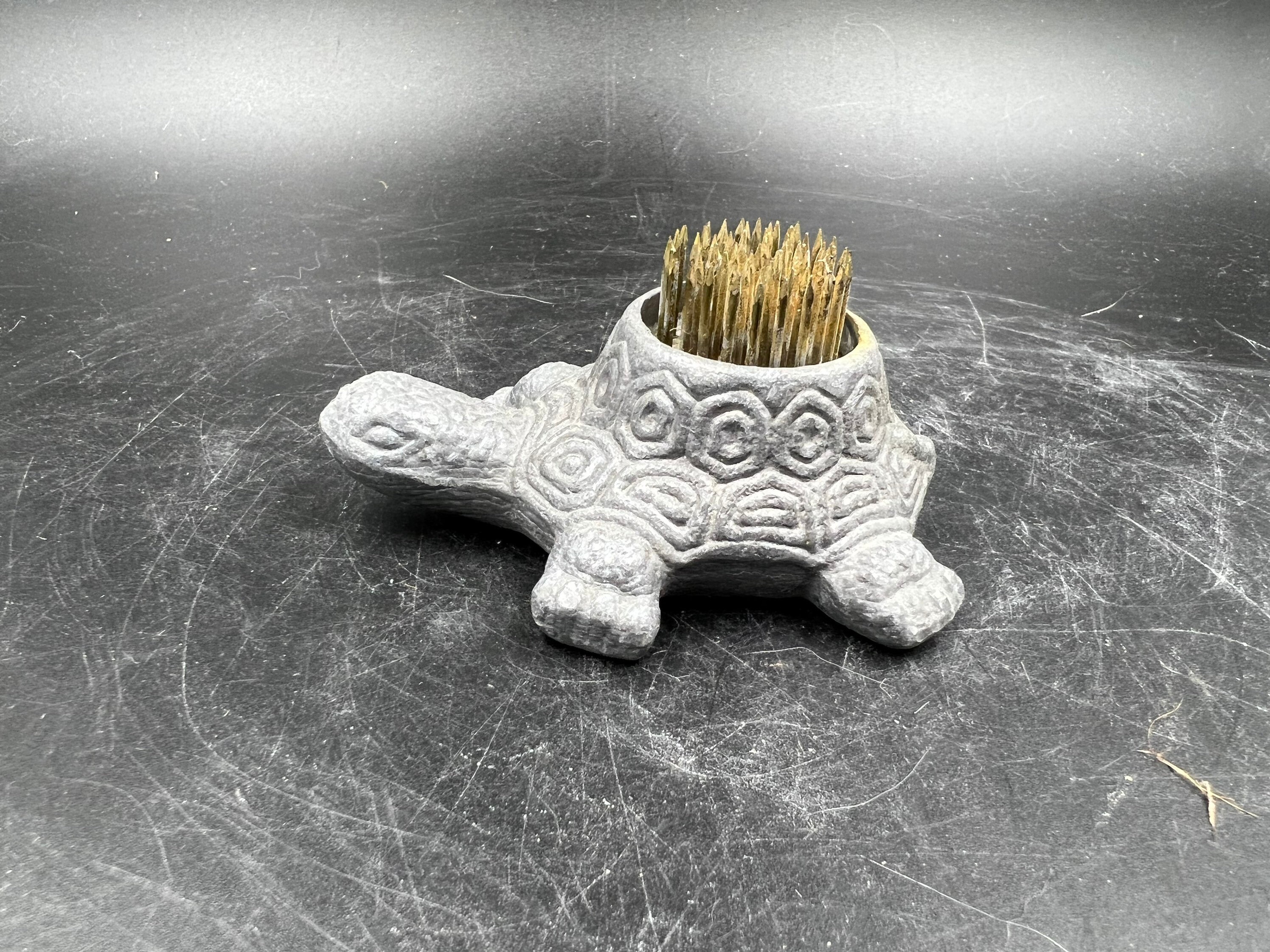 Vintage Pewter Turtle Flower Frog, Spiked Floral Arranger - Etsy